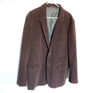 GAP Velvet Sport Jacket Cotton Brown 2 Buttons 3 Front Pockets Sz Large